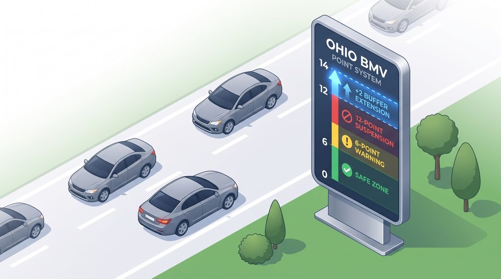 ohio bmv 12 point suspension threshold and 2 point credit buffer